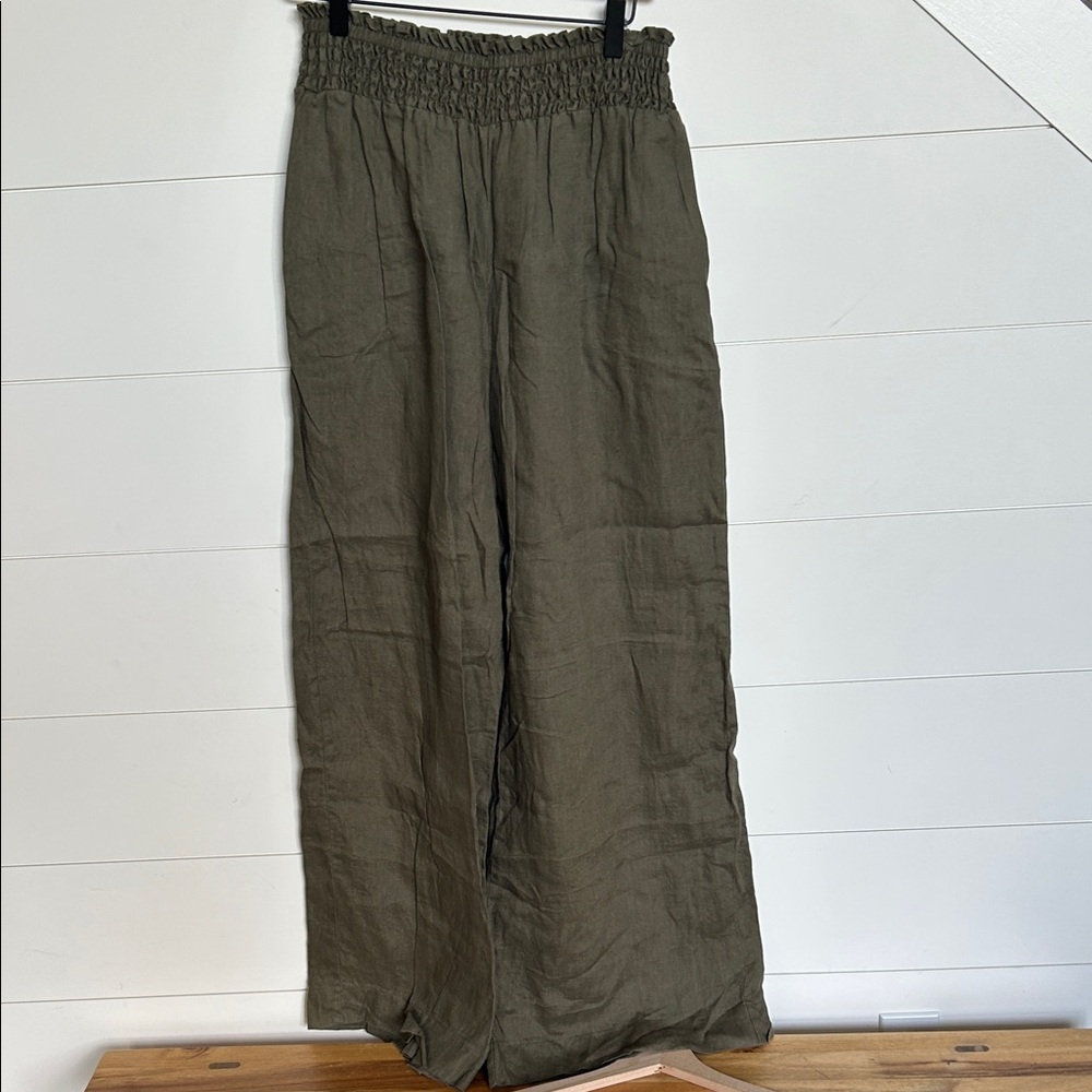 Sanctuary Olive Relaxed linen Trousers